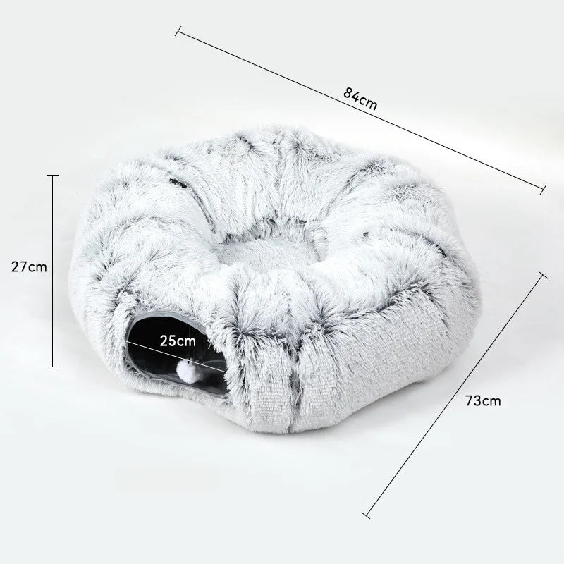 Hawthorn, Fluffy Donut Tunnel Bed for Cats