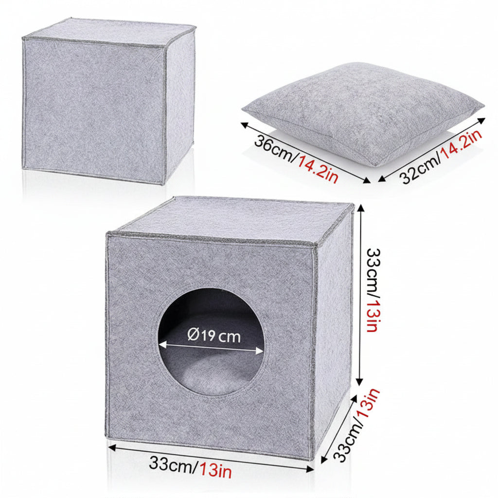 Tor, Felt Cube Cave Bed for Cats