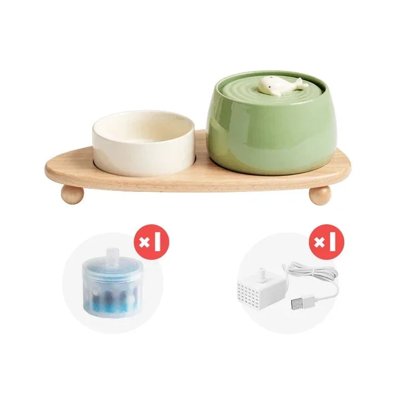 Ceramic Water Fountain Cat Charging Pet Water Feeders Dogs Automatic Circulating Filtration Flow Water Dispenser Cat Accessories