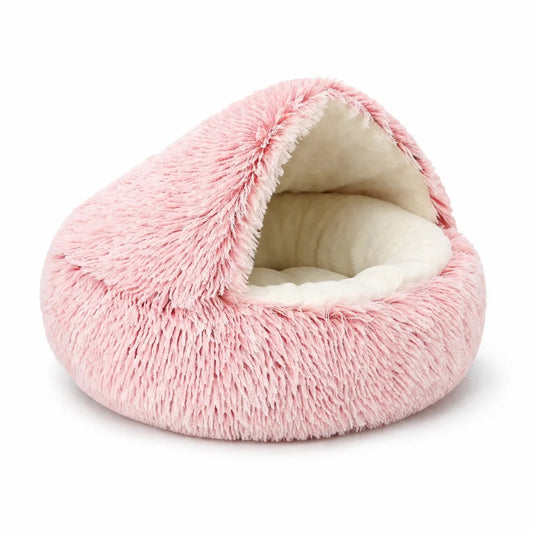 Soft Plush Pet Bed with Cover Round Cat Bed Pet Mattress Warm Cat Dog 2 in 1 Sleeping Nest Cave for Small Dogs Or Cats