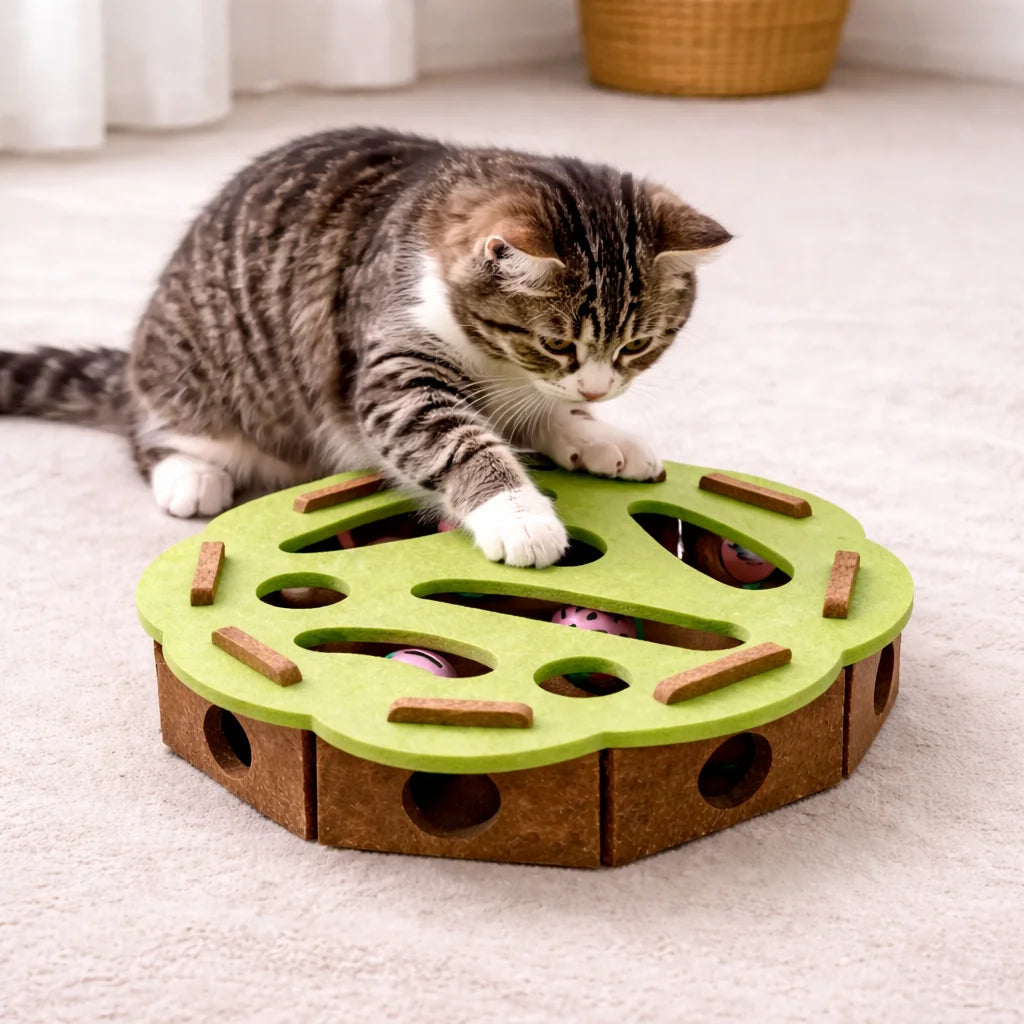 Cat Puzzle Toy Felt Puzzle Box Cat Exercise Toy With Ball Indoor Sports Entertainment Hunting Cat Toys For Indoor Cats