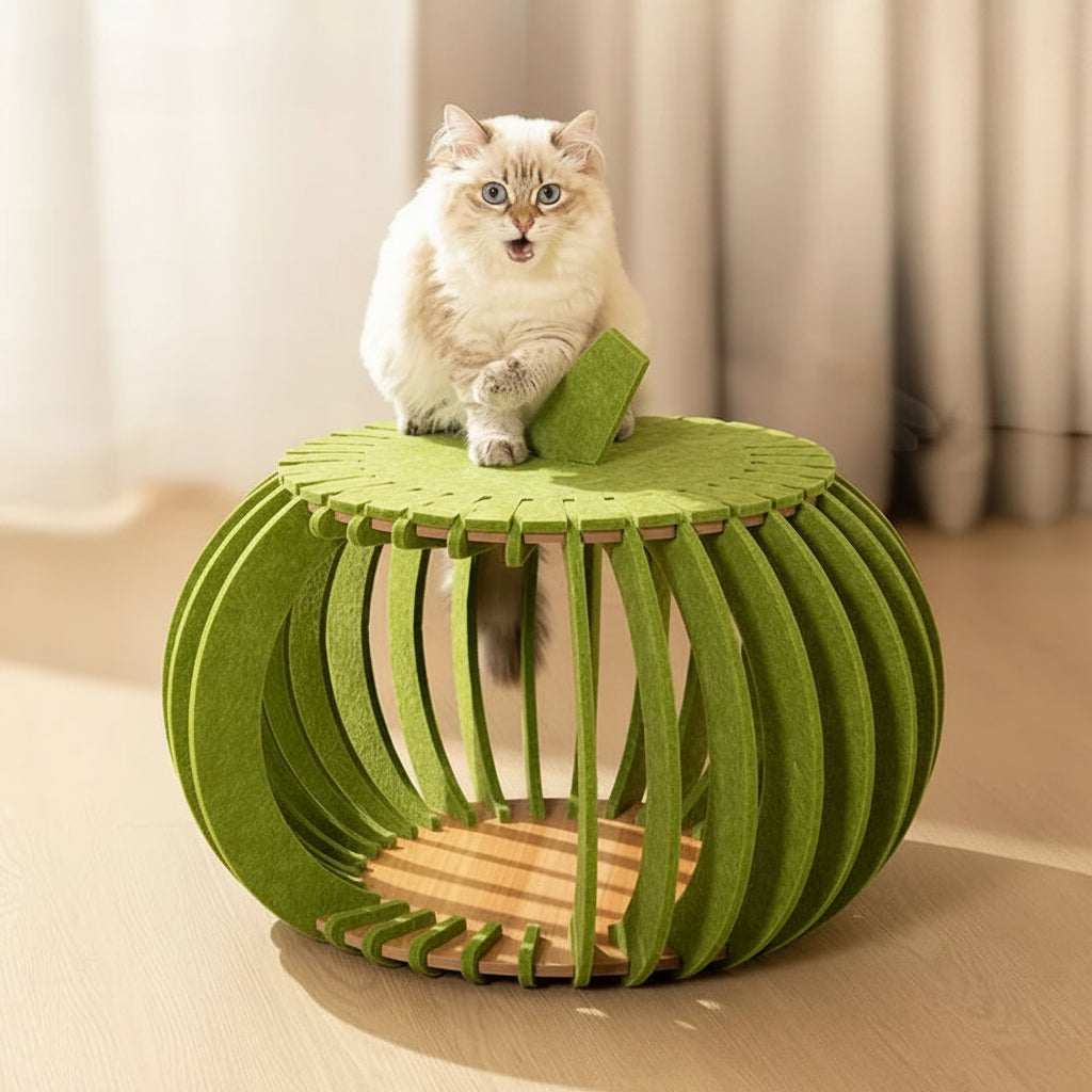 Brindle, Pumpkin House Felt Nest for Cats