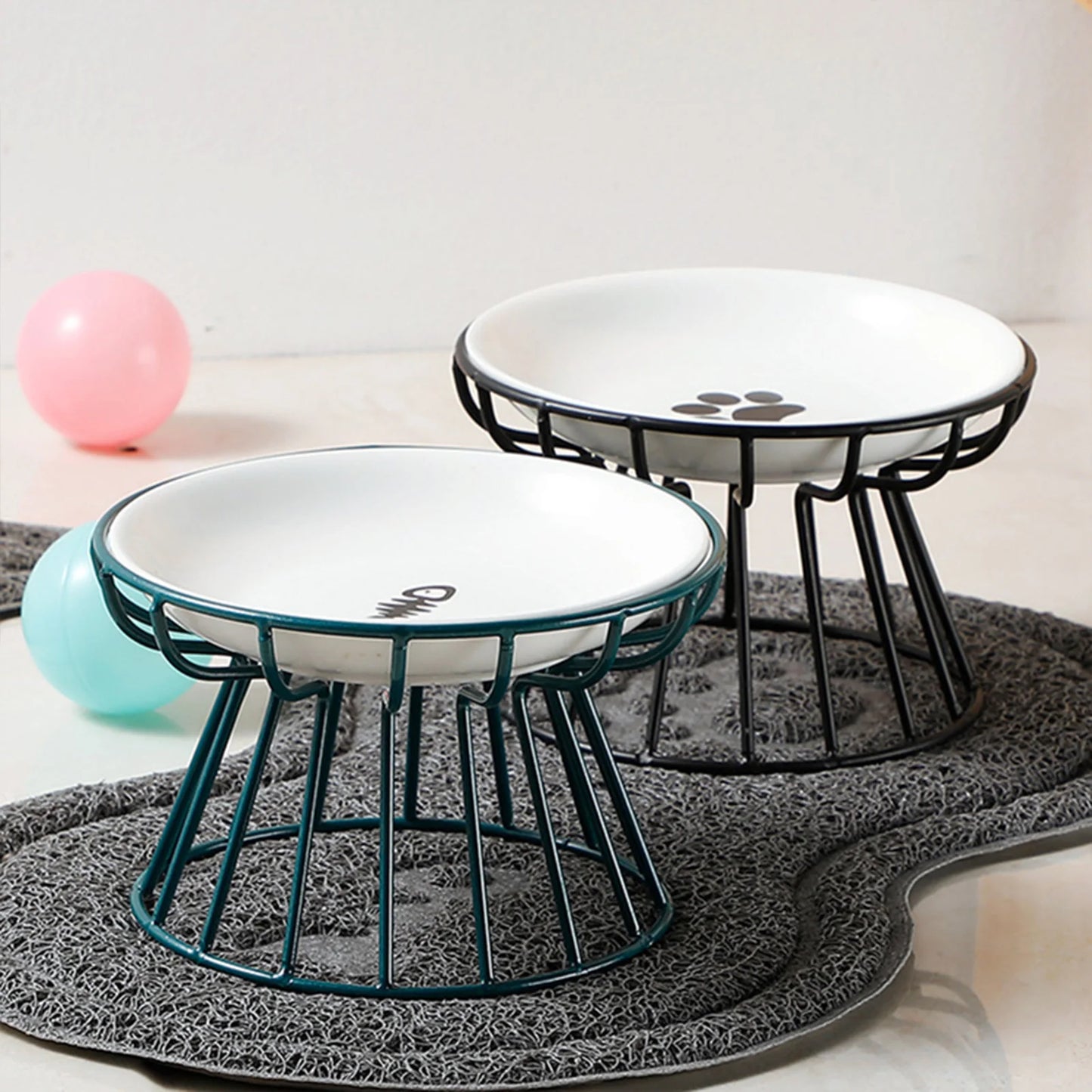Thyme, Ceramic Raised Whisker-Friendly Bowl for Cats