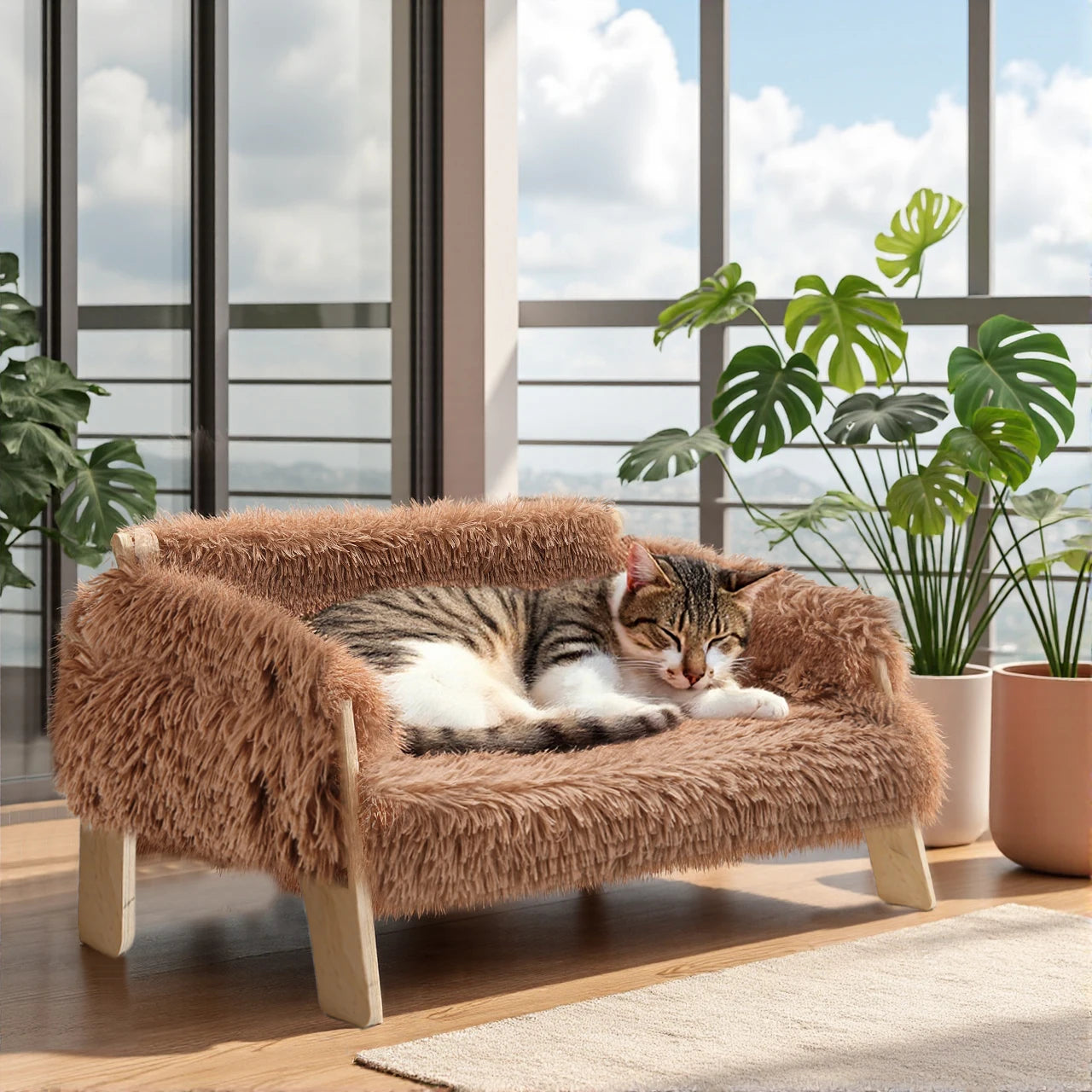 Ashby, Raised Wooden Leg Sofa Bed for Cats