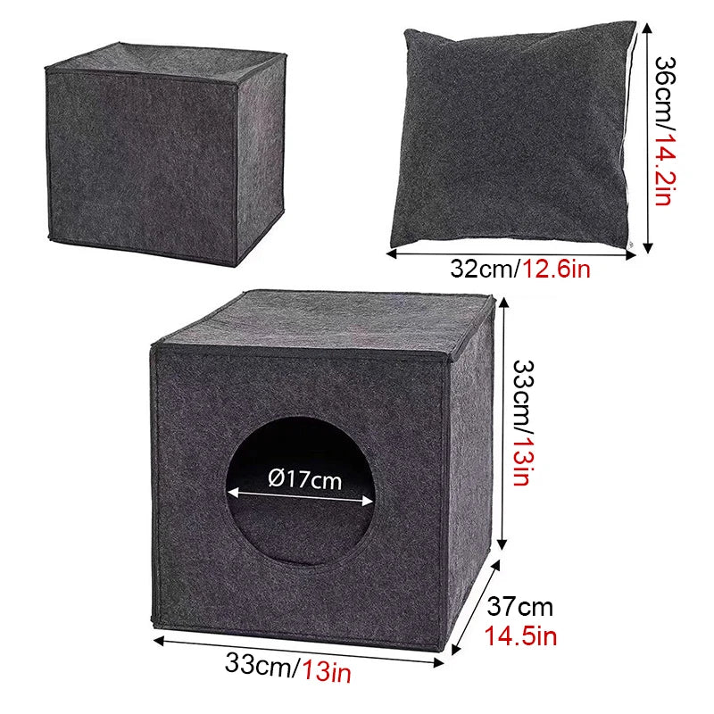 Tor, Felt Cube Cave Bed for Cats