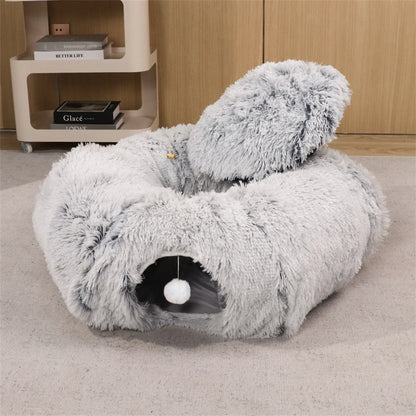 Fawn, Plush Tunnel Bed for Cats