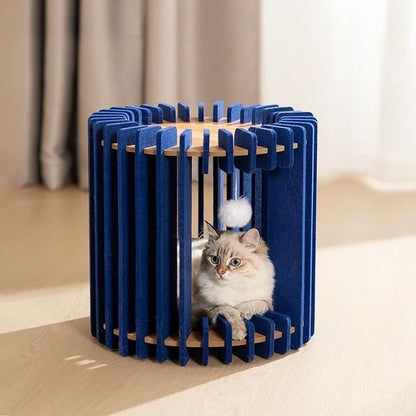 Birch, Bird Cage Shaped Felt Nest for Cats