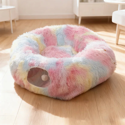 Fawn, Plush Tunnel Bed for Cats
