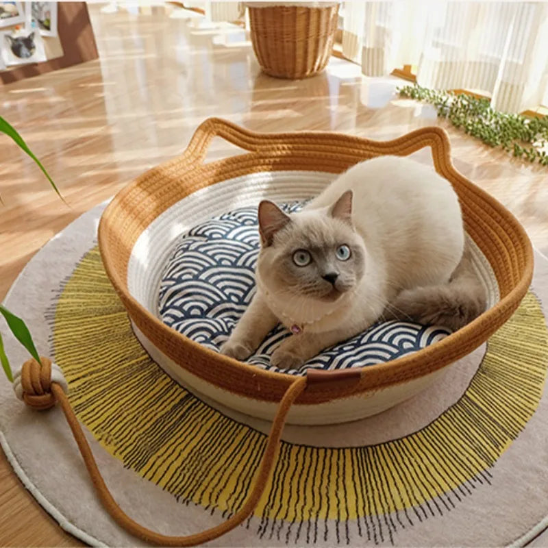Avocet, Woven Rattan Sleeping House for Cats