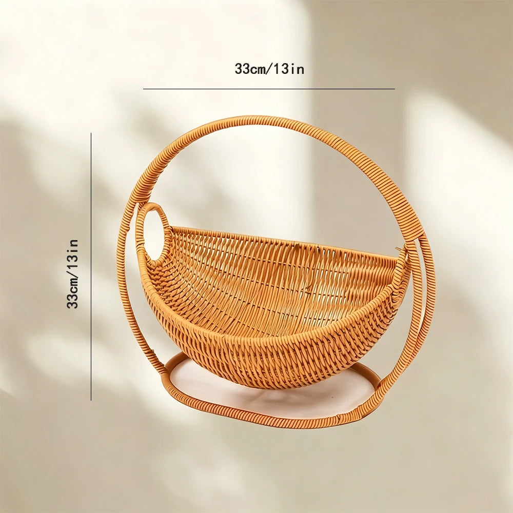 Chestnut, Imitation Rattan Basket Bed for Cats