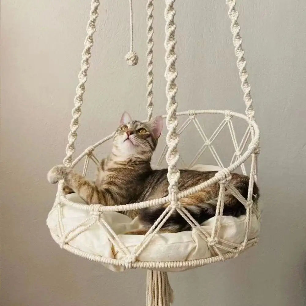 Alder, Boho Macrame Hammock for Cats