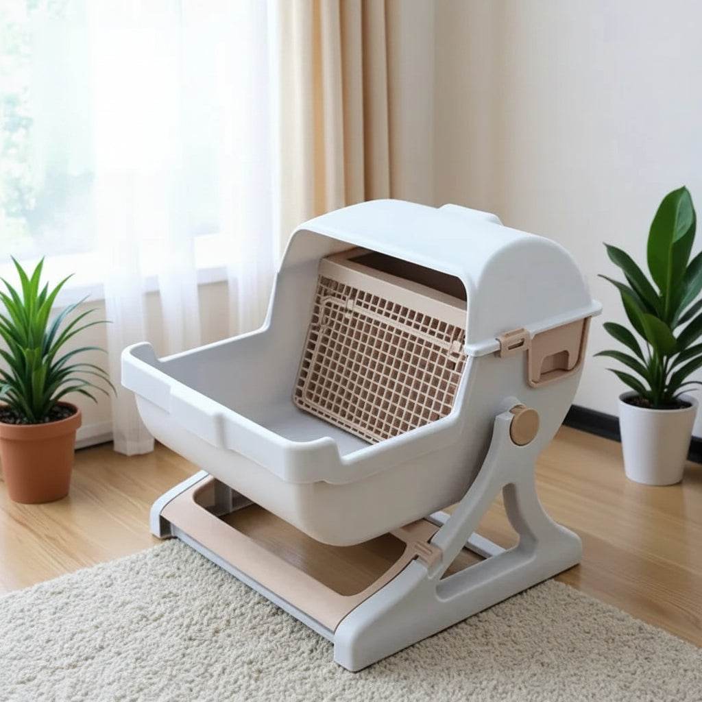Elm, Semi-Enclosed XXL Self-Cleaning Litter Box for Cats