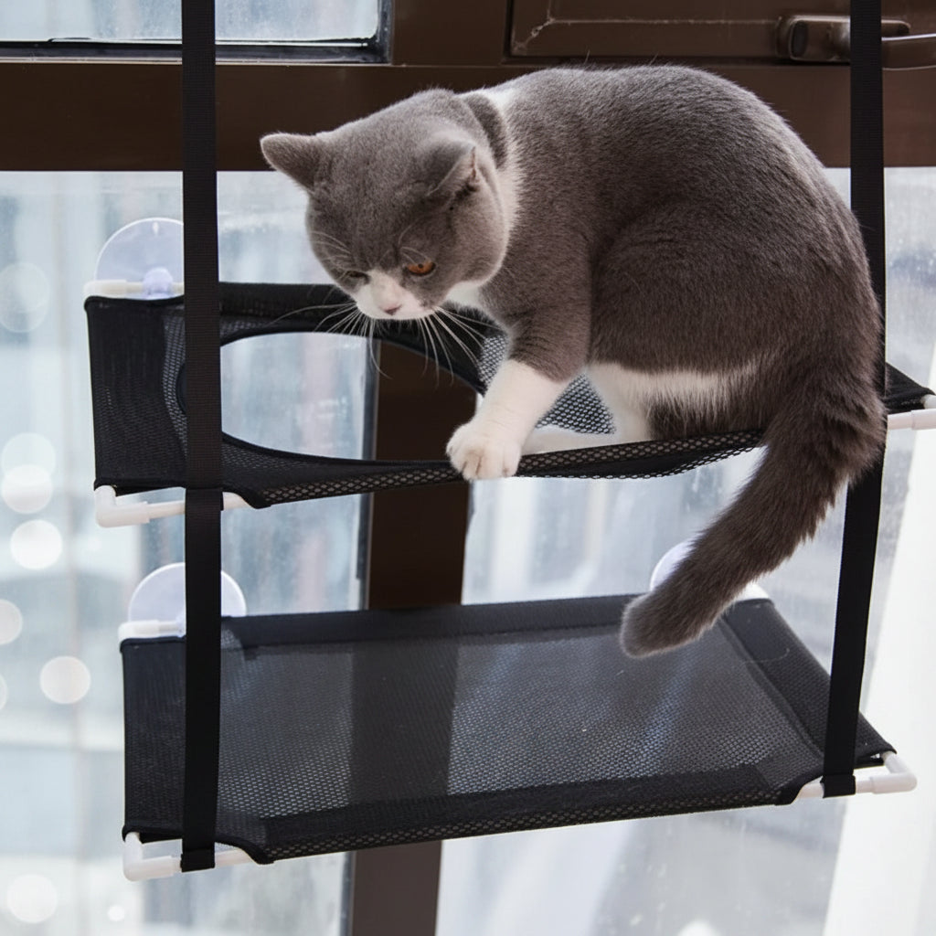 Glen, Double-Decker Window Hammock for Cats