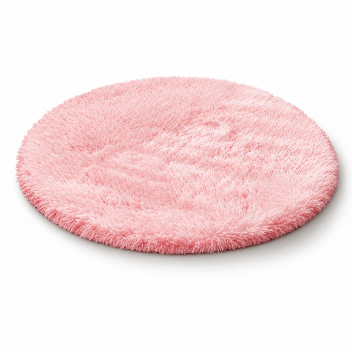 Bilberry round heated mat for cats in pink, 40 cm of long pile, on a white background