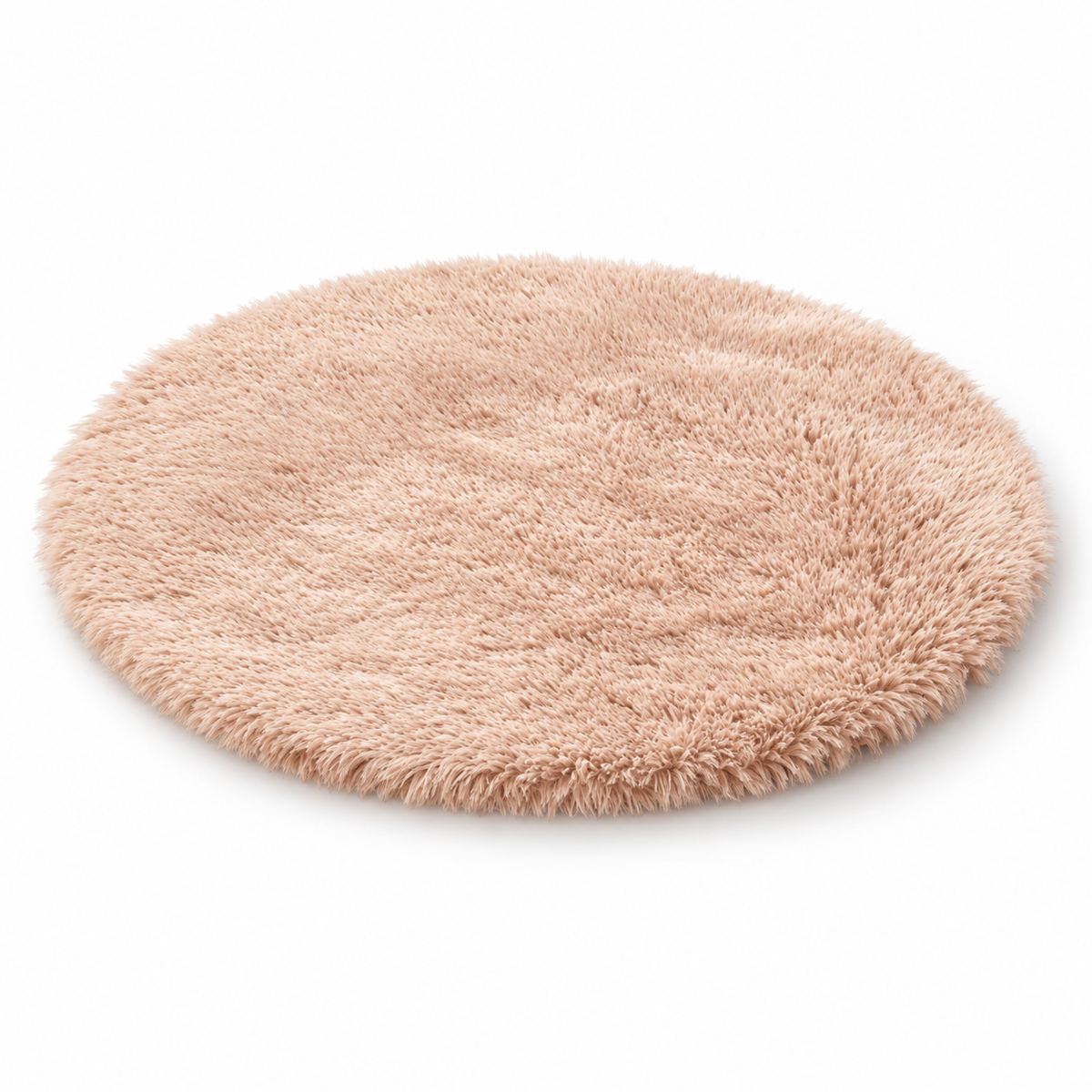 Bilberry round heated mat for cats in sand, 40 cm of long pile, on a white background