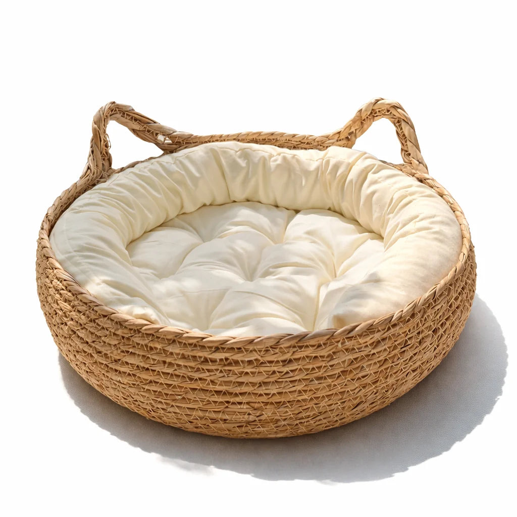 Four Seasons Universal Pure Handmade Vine Woven Cat Nest Seasonal Warmth Pad Detachable Washable Winter Pet Supplies Accessories