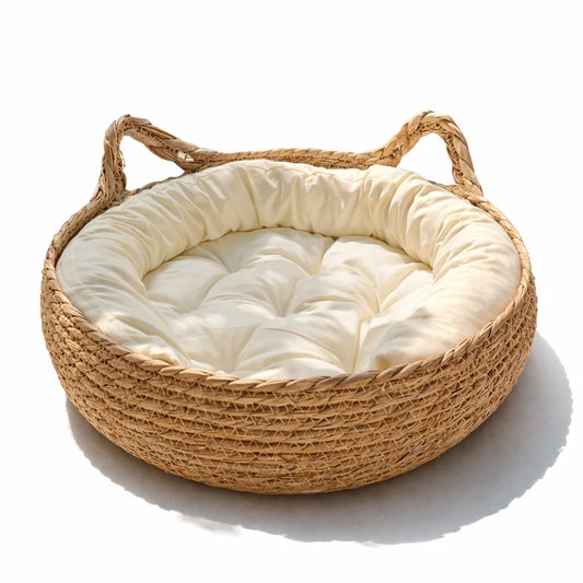 Four Seasons Universal Pure Handmade Vine Woven Cat Nest Seasonal Warmth Pad Detachable Washable Winter Pet Supplies Accessories