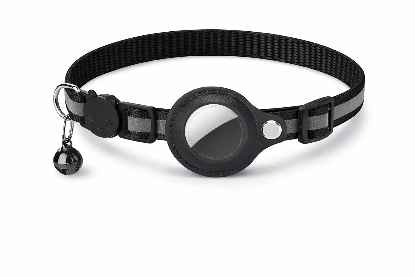 Cat AirTag Holder Collar Breakaway Reflective Strips Adjustable Kitten Collar Waterproof Cat Bell Collar Pet Air Tag Case