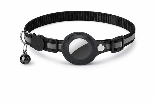 Cat AirTag Holder Collar Breakaway Reflective Strips Adjustable Kitten Collar Waterproof Cat Bell Collar Pet Air Tag Case