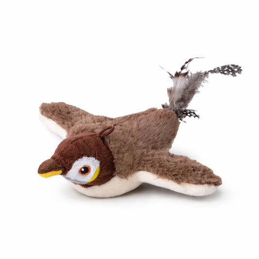Simulated Bird Cat Toy Interactive Toys Dog Rechargeable Chirping Flapping Bird(Can Flying) Touch Activated Plush Toy Pet