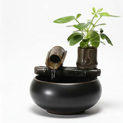 Ceramic Cat Water Fountain Indoor Decor Zen Drinker For Cat Desktop Waterfall Dog Waterer Fish Tank Landscape Decor Pet Fountain
