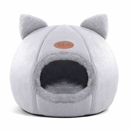Cat Head Shape Cute And Comfortable Warm Cat House Safe Sleep Cave Non-Slip Semi-Closed Design Four Seasons Universal Cat Nest