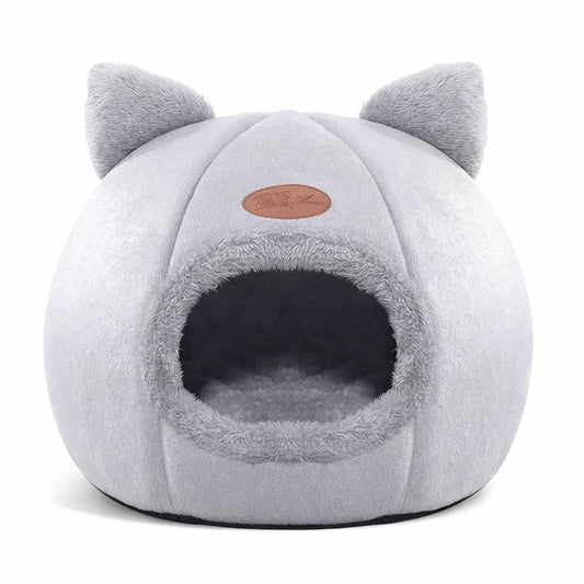 Cat Head Shape Cute And Comfortable Warm Cat House Safe Sleep Cave Non-Slip Semi-Closed Design Four Seasons Universal Cat Nest
