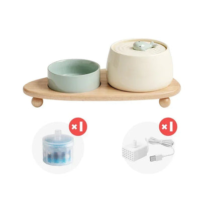 Ceramic Water Fountain Cat Charging Pet Water Feeders Dogs Automatic Circulating Filtration Flow Water Dispenser Cat Accessories