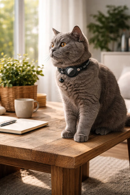 Cat AirTag Holder Collar Breakaway Reflective Strips Adjustable Kitten Collar Waterproof Cat Bell Collar Pet Air Tag Case