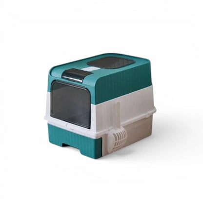 Full Enclosure Detachable Drawer Style Cat Litter Box with Cat Litter Scoop Included