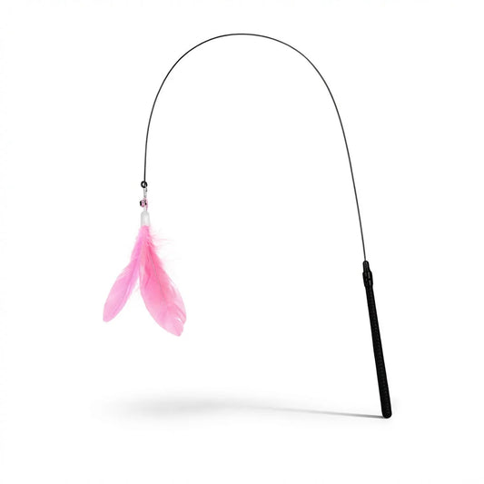 Cat Toy Cat Teaser Stick With Bell Extended Rod Suction Cup Self High And Durable Bite Teaser Tool Replaceable Feather Head