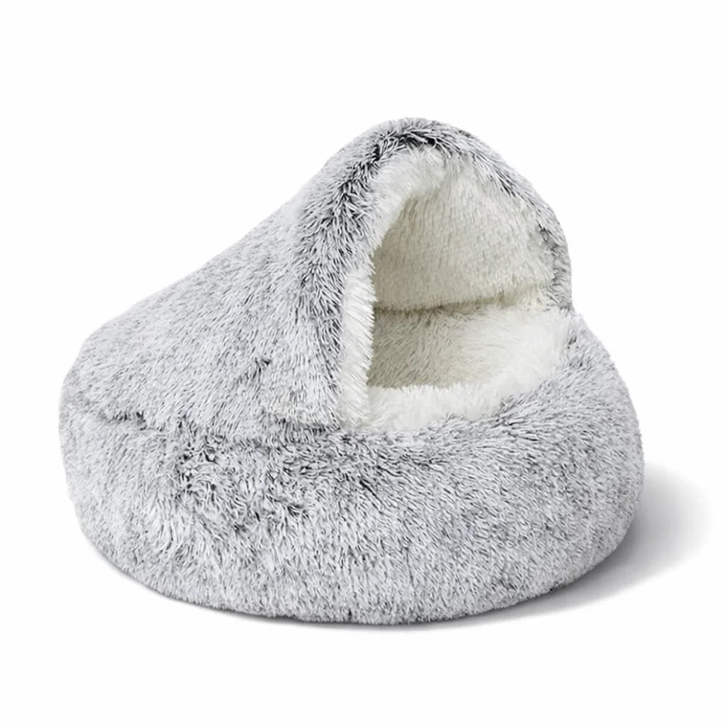 Soft Plush Pet Bed with Cover Round Cat Bed Pet Mattress Warm Cat Dog 2 in 1 Sleeping Nest Cave for Small Dogs Or Cats