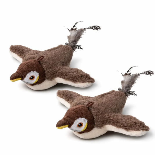 Simulated Bird Cat Toy Interactive Toys Dog Rechargeable Chirping Flapping Bird(Can Flying) Touch Activated Plush Toy Pet
