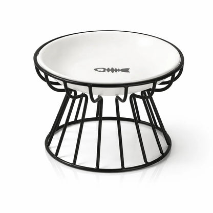Ceramic Raised Pet Bowl Food Water Bowls with Rack for Cats Dogs Outdoor Feeding Drinking Accessories Doggie Cat Stand Bowl ﻿
