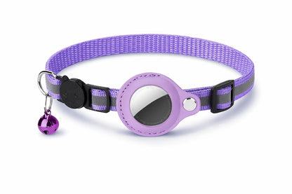 Cat AirTag Holder Collar Breakaway Reflective Strips Adjustable Kitten Collar Waterproof Cat Bell Collar Pet Air Tag Case