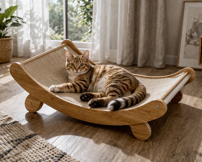 Wooden Cat Scratching Pad Detachable Wear-resistant Cat Scratch Board Multifunctional Cat Bed Grinding Claw Toy for Kitten