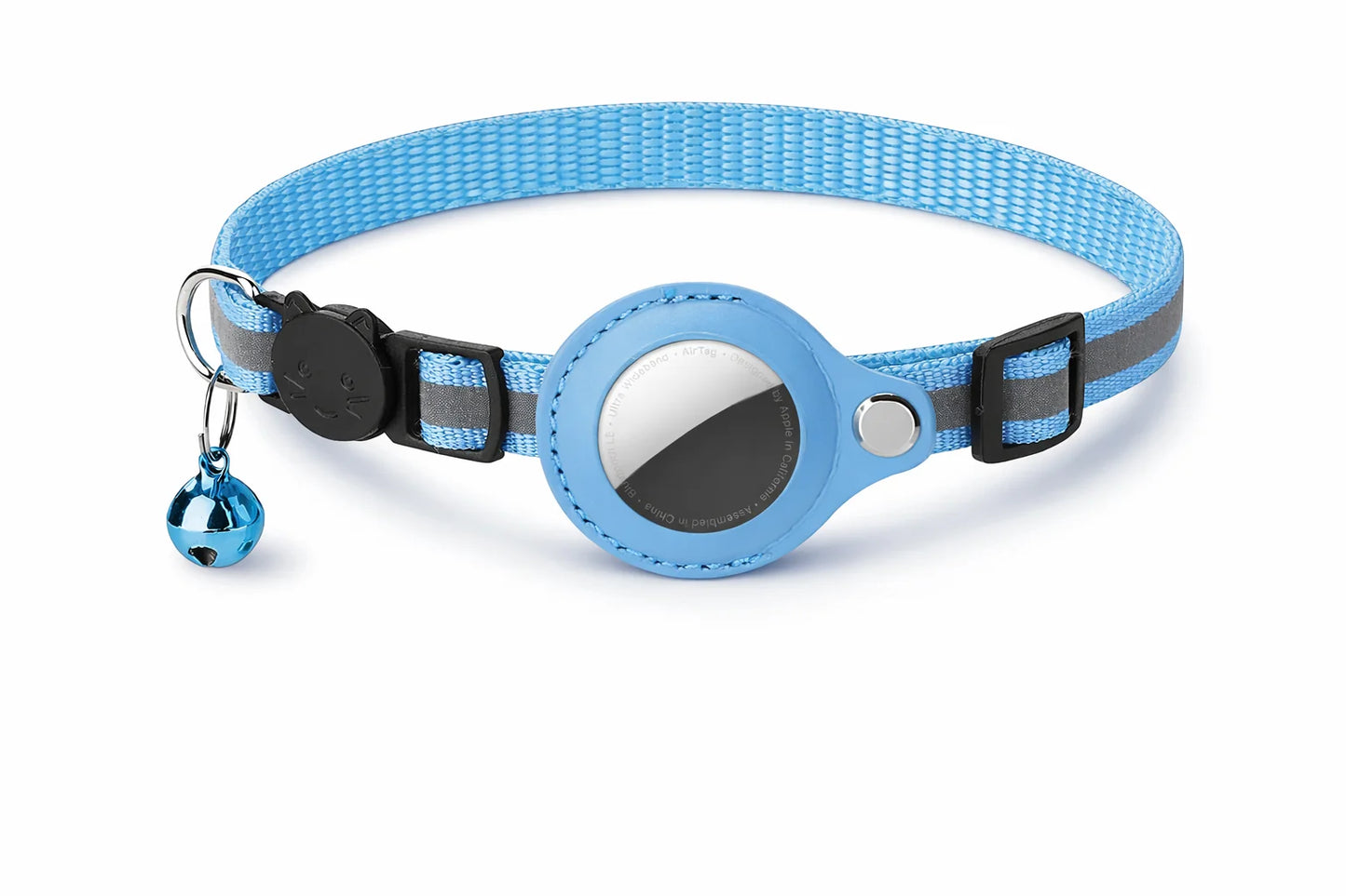 Cat AirTag Holder Collar Breakaway Reflective Strips Adjustable Kitten Collar Waterproof Cat Bell Collar Pet Air Tag Case