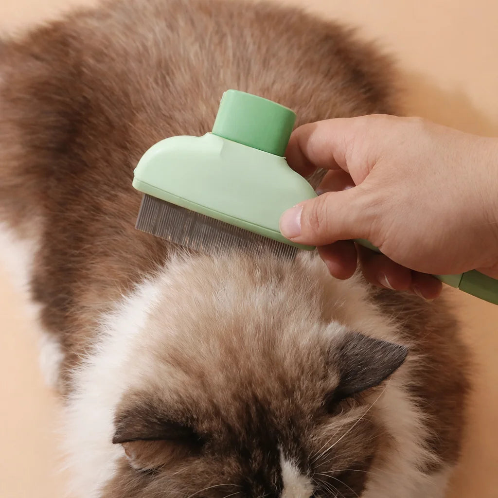 Cat Hair Remover Comb Flea Comb Multifunctional Pet Brush with Release Button Self-Cleaning Pet Comb for Dog Cat Comfort Safety