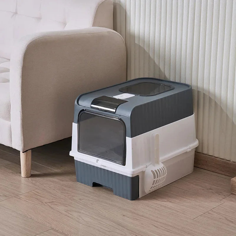 Full Enclosure Detachable Drawer Style Cat Litter Box with Cat Litter Scoop Included