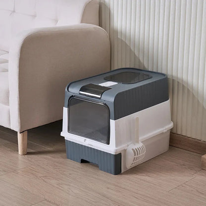 Full Enclosure Detachable Drawer Style Cat Litter Box with Cat Litter Scoop Included