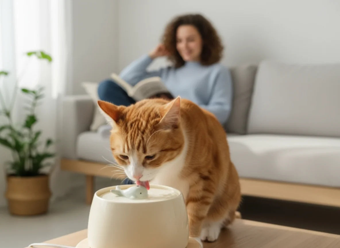 Ceramic Water Fountain Cat Charging Pet Water Feeders Dogs Automatic Circulating Filtration Flow Water Dispenser Cat Accessories