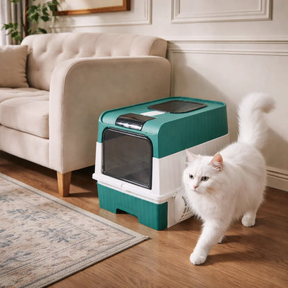 Full Enclosure Detachable Drawer Style Cat Litter Box with Cat Litter Scoop Included