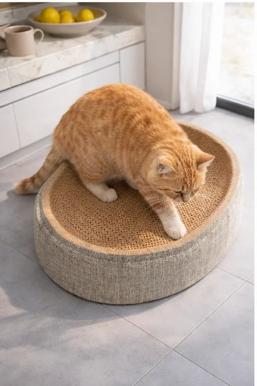 2in1 Cat Scratching Board Protect Furniture Grinding Claw Toys Oval Corrugated Paper Wear-resistant Cat Nest Cat Accessories