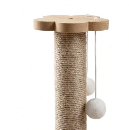 Pet Cat Toy Solid Wood Cat Turntable Funny Cat Stick Balls Durable Sisal Scratching Board Cat Supplies Cat Grab Column