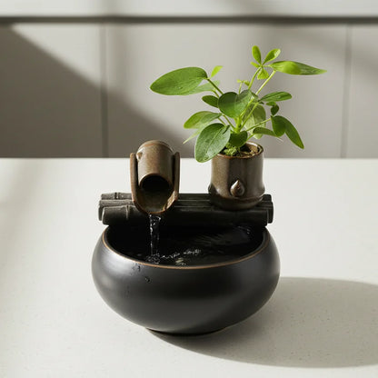 Ceramic Cat Water Fountain Indoor Decor Zen Drinker For Cat Desktop Waterfall Dog Waterer Fish Tank Landscape Decor Pet Fountain