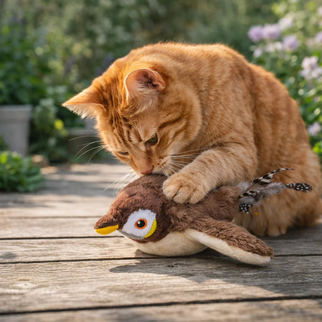 Simulated Bird Cat Toy Interactive Toys Dog Rechargeable Chirping Flapping Bird(Can Flying) Touch Activated Plush Toy Pet