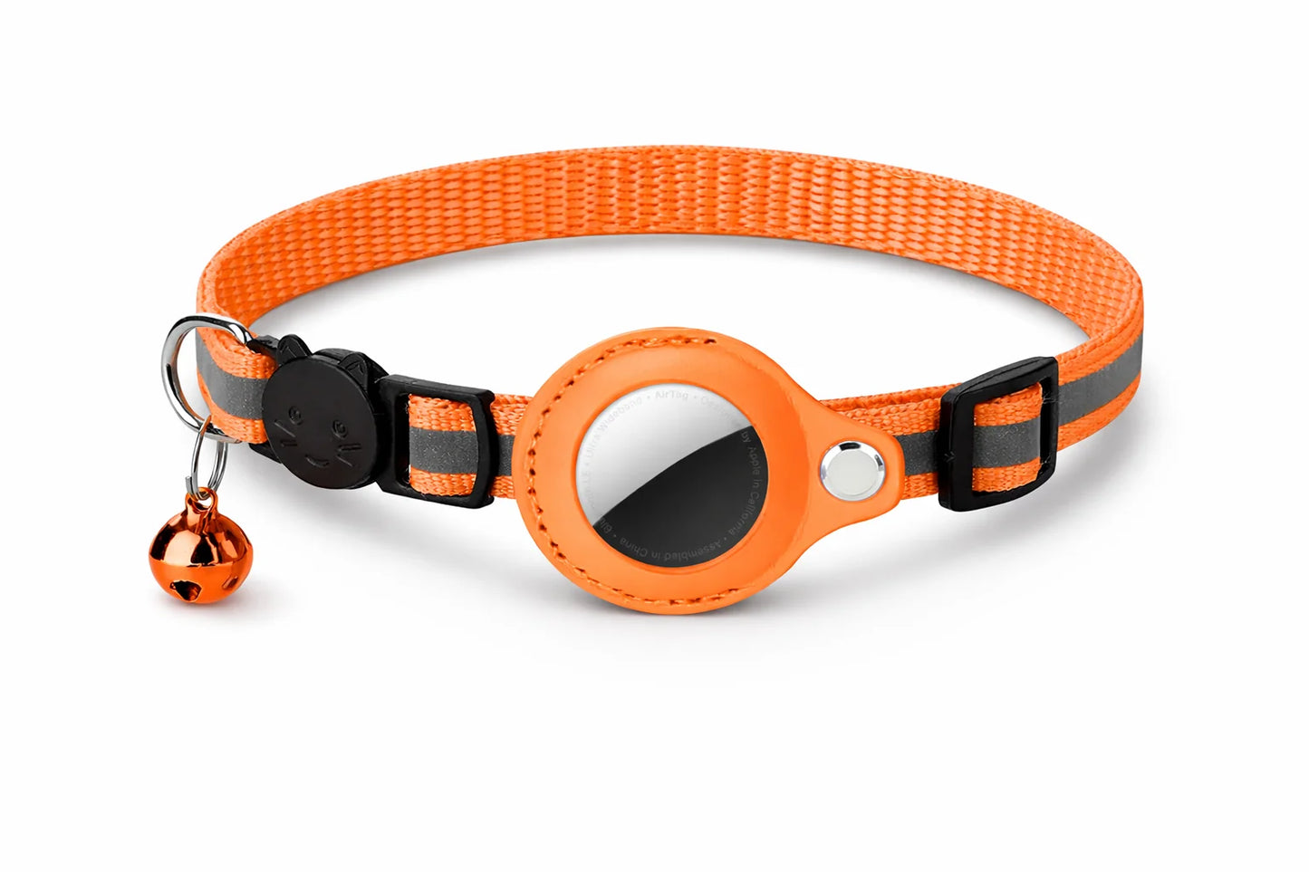 Cat AirTag Holder Collar Breakaway Reflective Strips Adjustable Kitten Collar Waterproof Cat Bell Collar Pet Air Tag Case