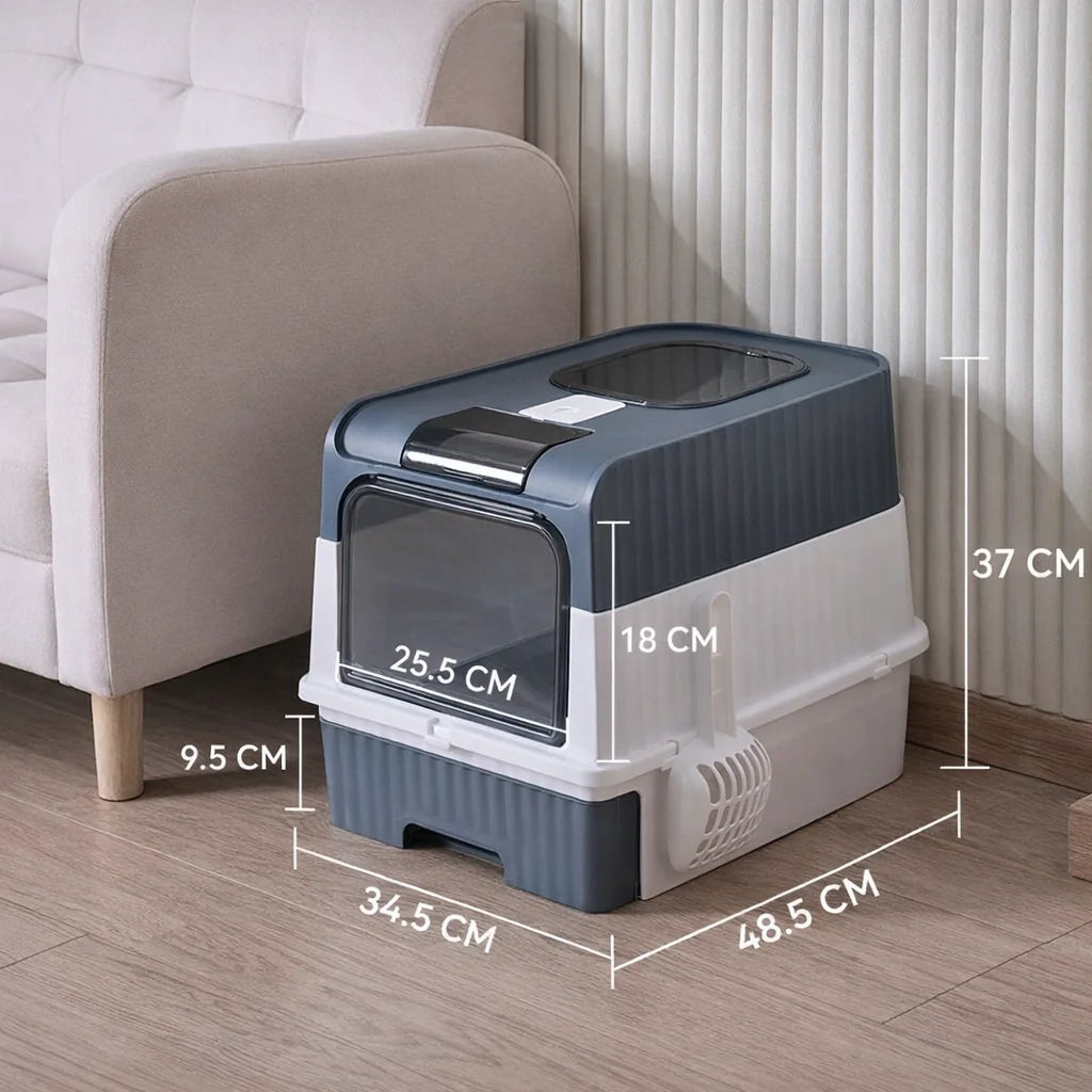 Full Enclosure Detachable Drawer Style Cat Litter Box with Cat Litter Scoop Included