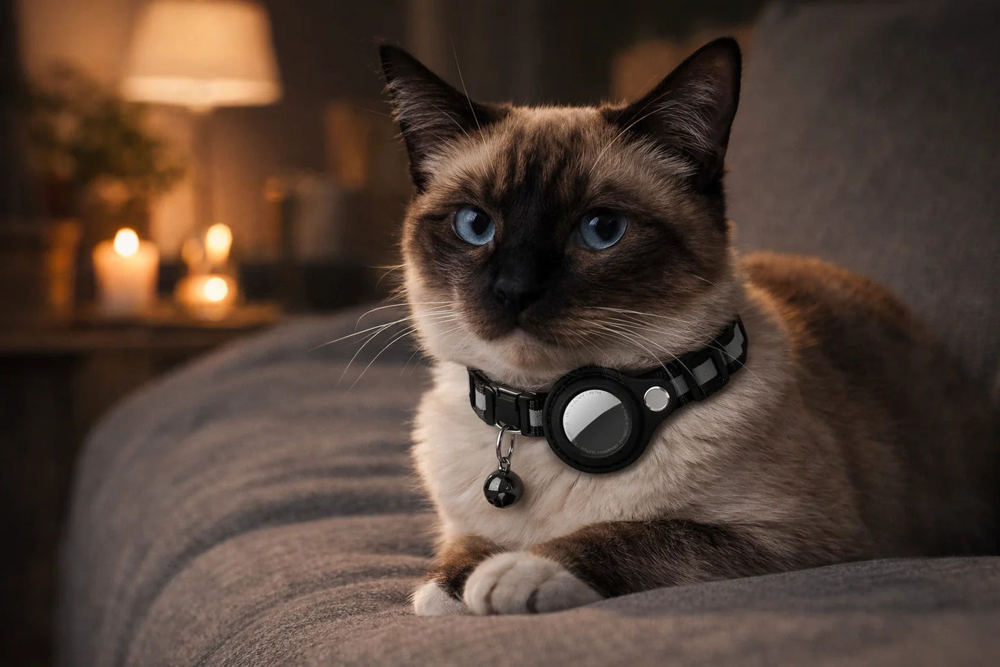 Cat AirTag Holder Collar Breakaway Reflective Strips Adjustable Kitten Collar Waterproof Cat Bell Collar Pet Air Tag Case