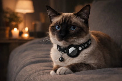 Cat AirTag Holder Collar Breakaway Reflective Strips Adjustable Kitten Collar Waterproof Cat Bell Collar Pet Air Tag Case